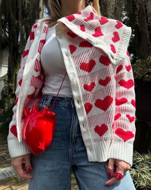 Sweater Asimétrico Corazón Beige