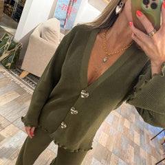 Sweater Green Silver Heart