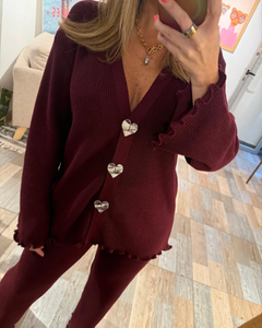 Set Red Wine Silver Heart.