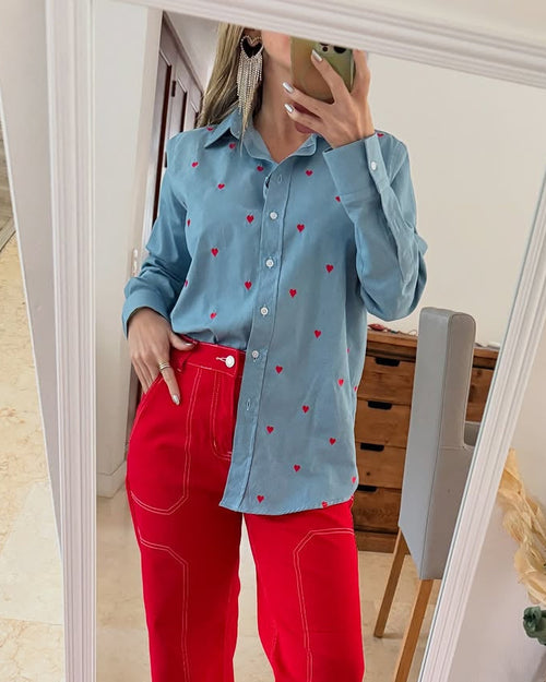 Camisa Minicorazones Azul