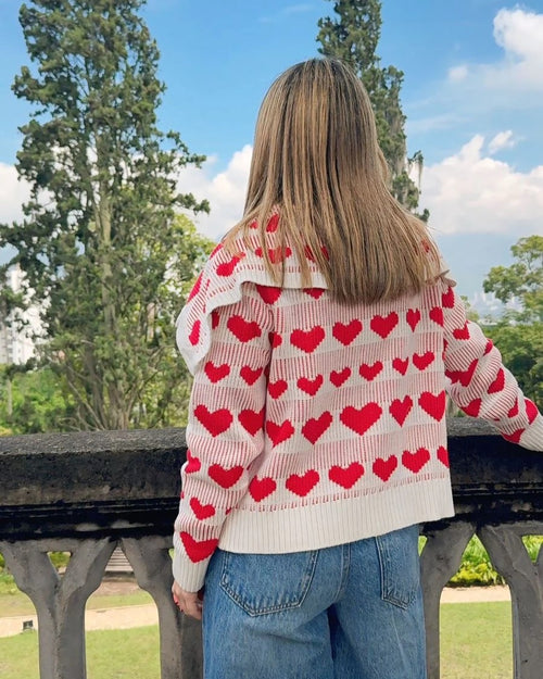 Sweater Asimétrico Corazón Beige