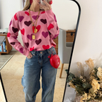 Sweater Corazones Rosa