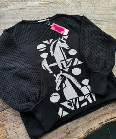 Sweater Caballo Blanco y Negro