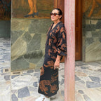 Set Tigre Negro Falda y Sweater Abierto