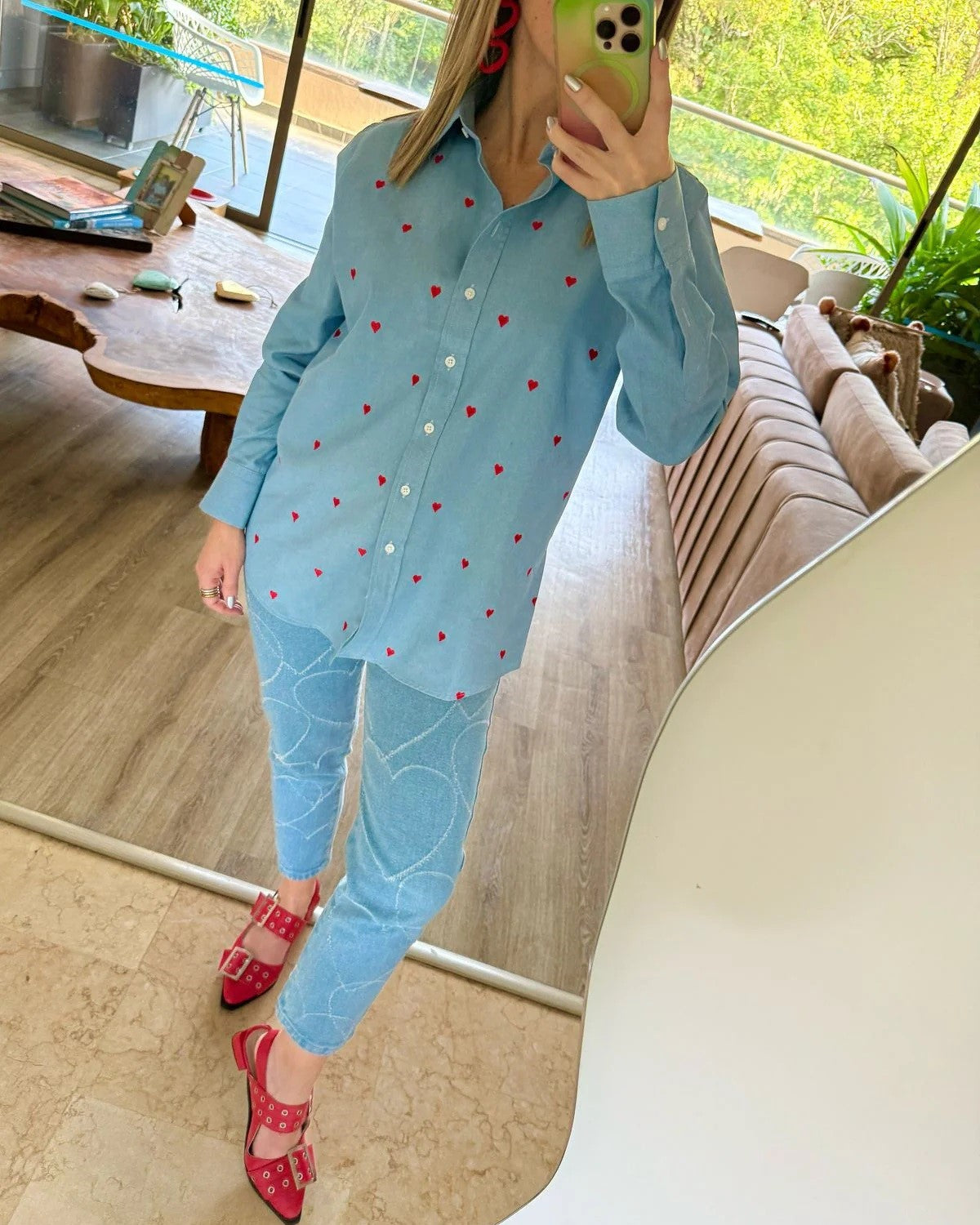 Camisa Minicorazones Azul