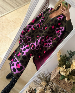 Set Military Rosa Print Capa & Falda