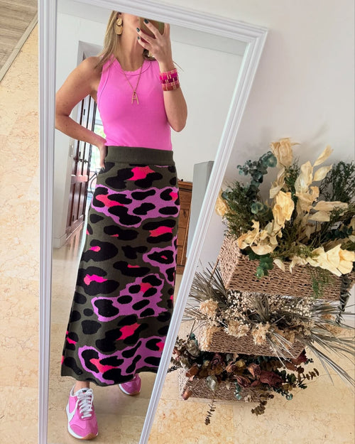 Falda Military Rosa Print