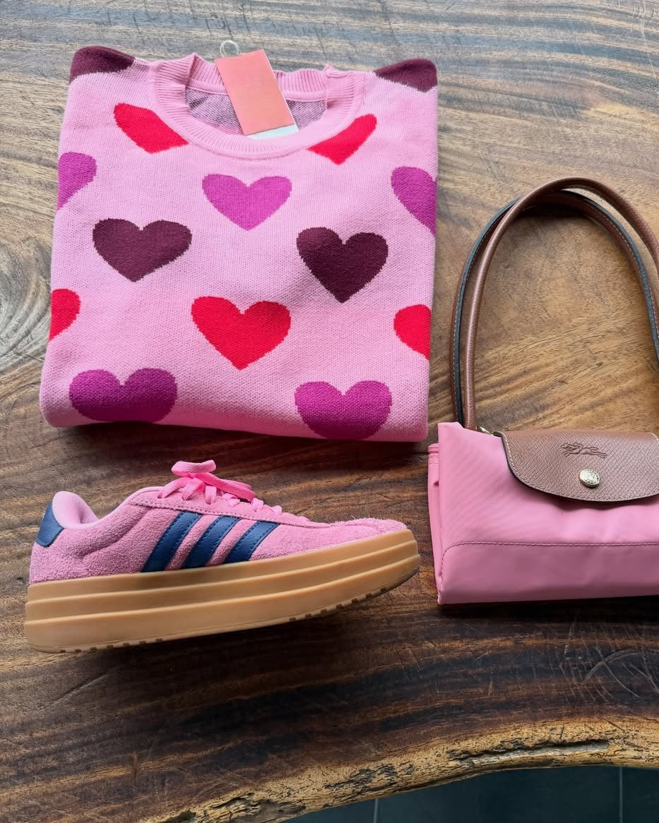 Sweater Corazones Rosa