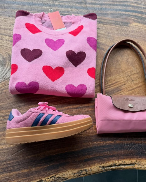 Sweater Corazones Rosa