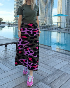 Set Military Rosa Print Capa & Falda