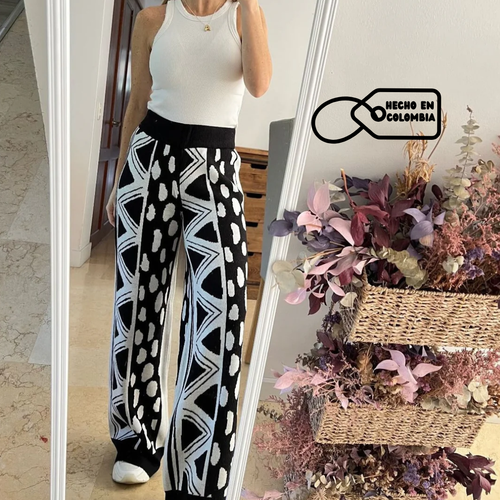 Pantalón India Blanco y Negro