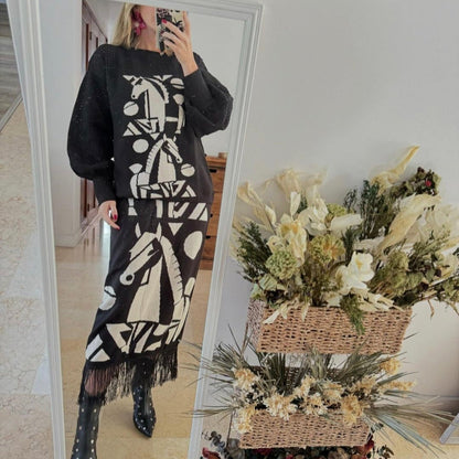 Sweater Caballo Blanco y Negro