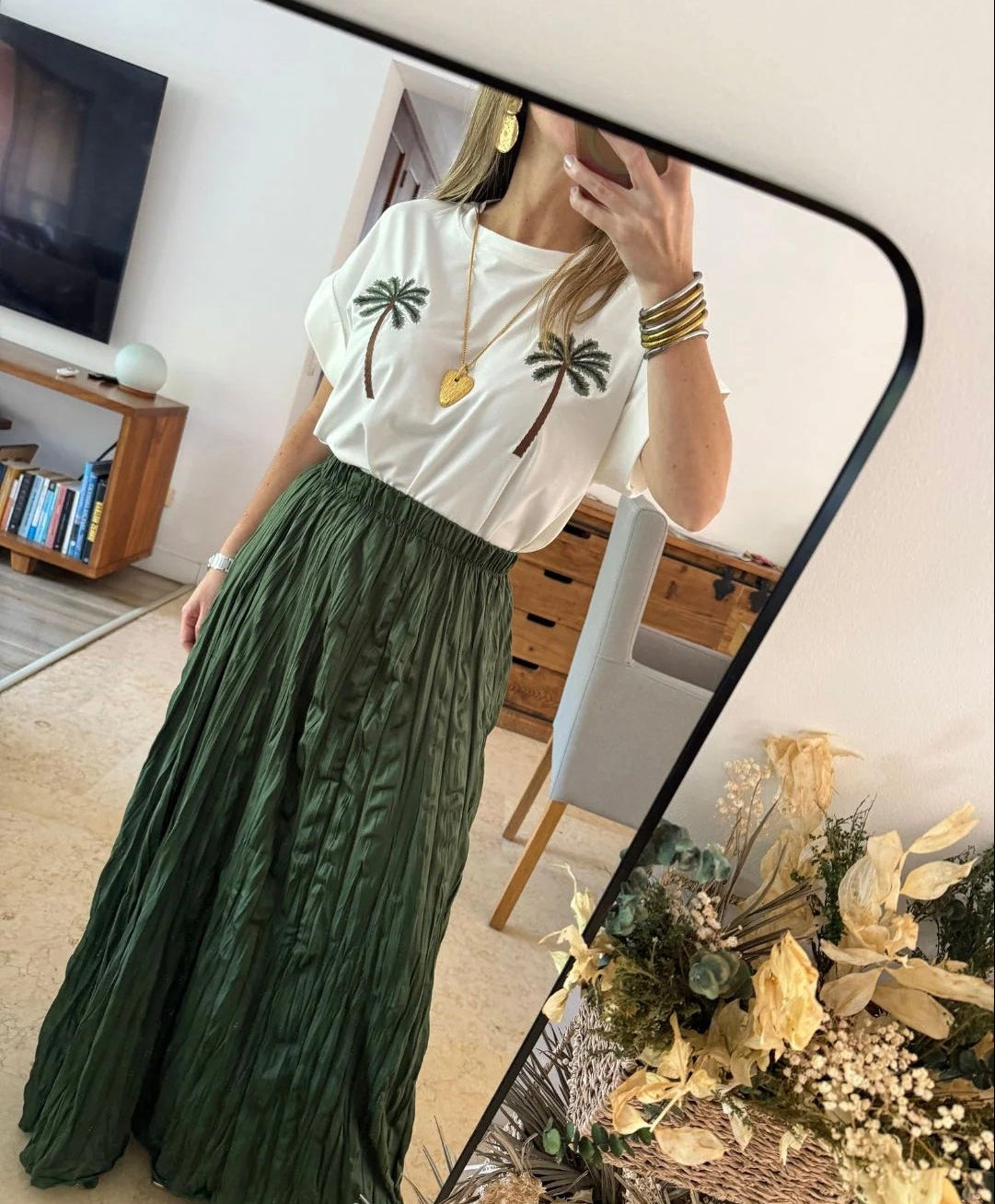Falda Plisada Verde