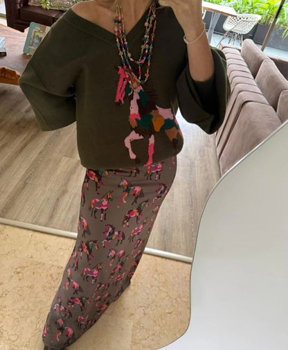 Falda Caballo Fino Satín