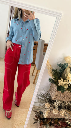 Camisa Minicorazones Azul