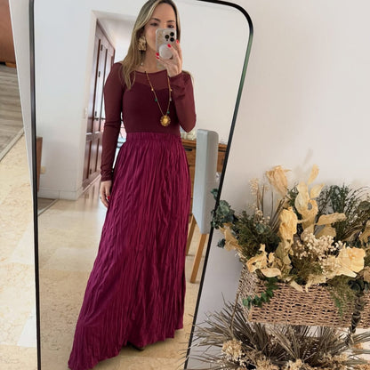 Falda Plisada Vino