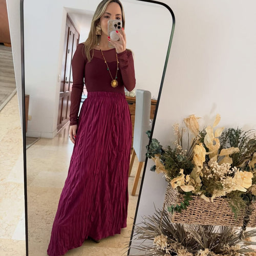 Falda Plisada Vino