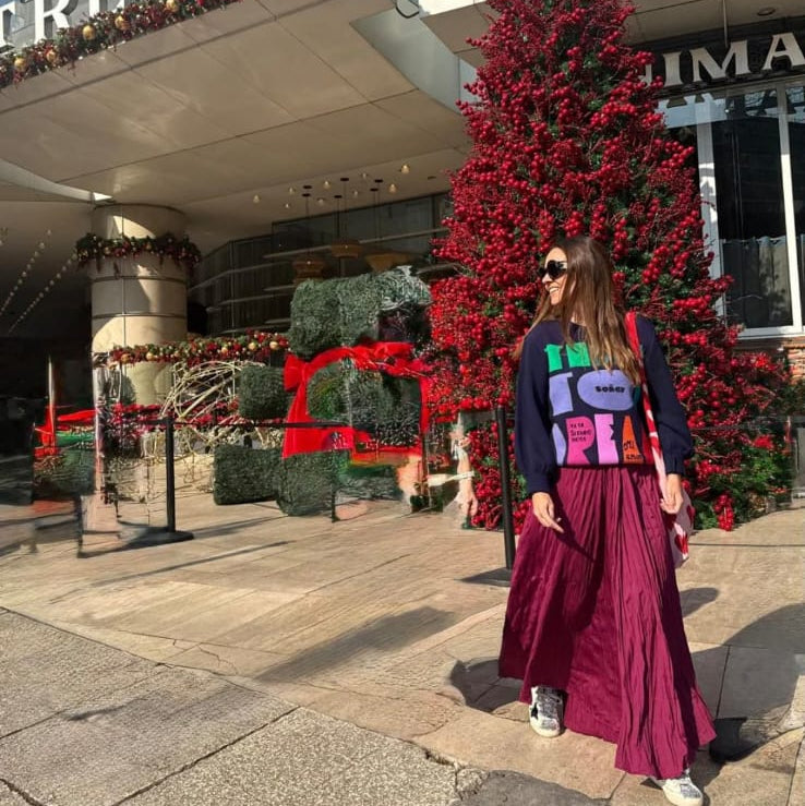 Falda Plisada Vino