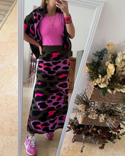 Falda Military Rosa Print