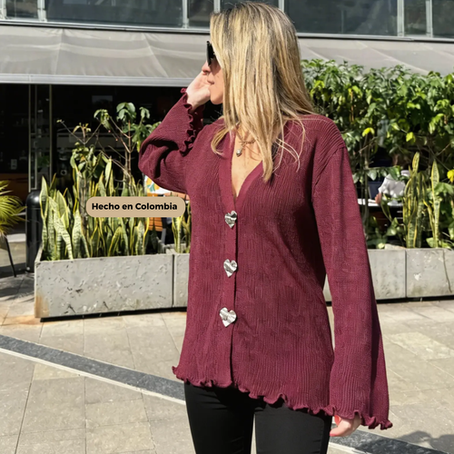 Sweater Red Wine Silver Heart